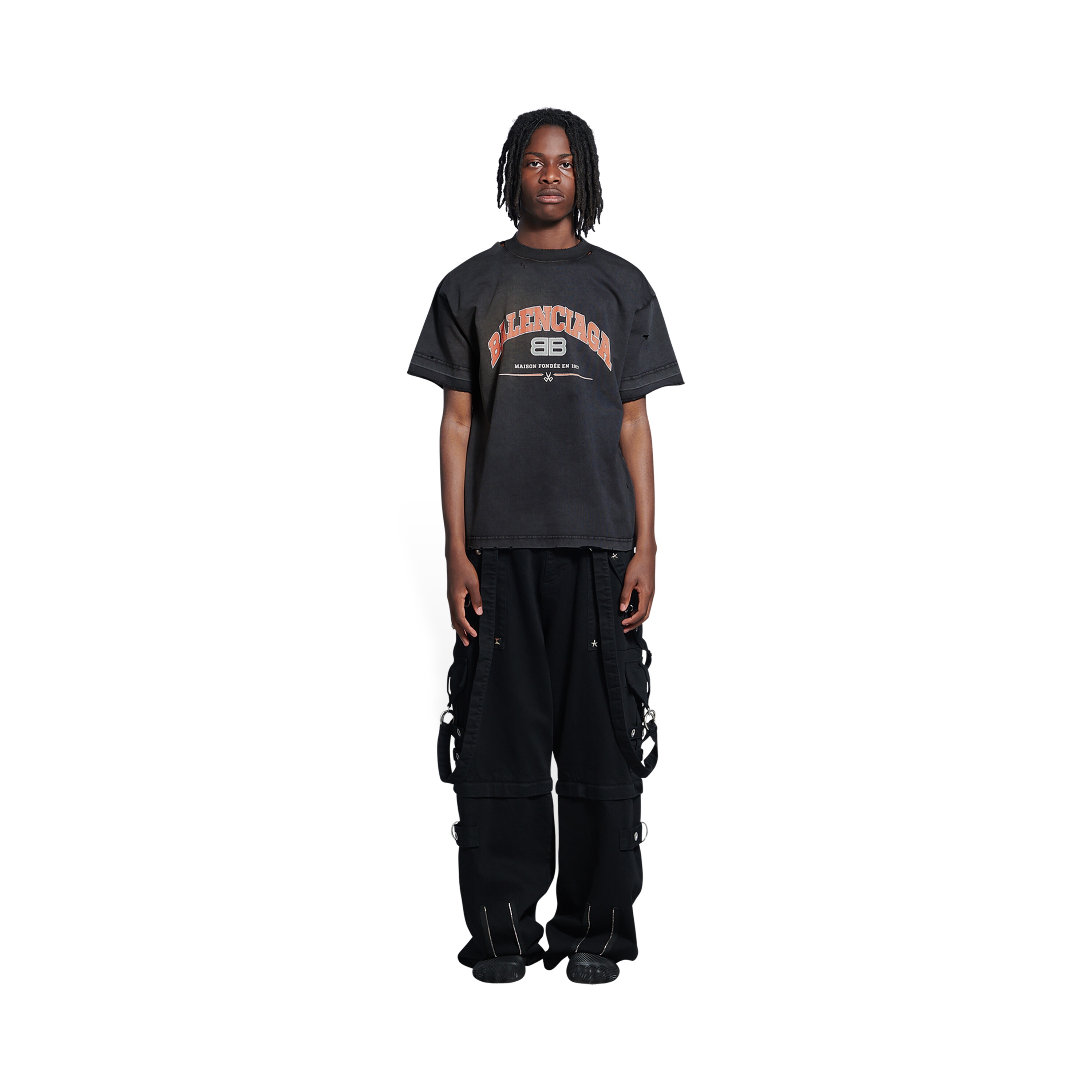 Balenciaga Medium Fit T-Shirt in Black & Orange & White