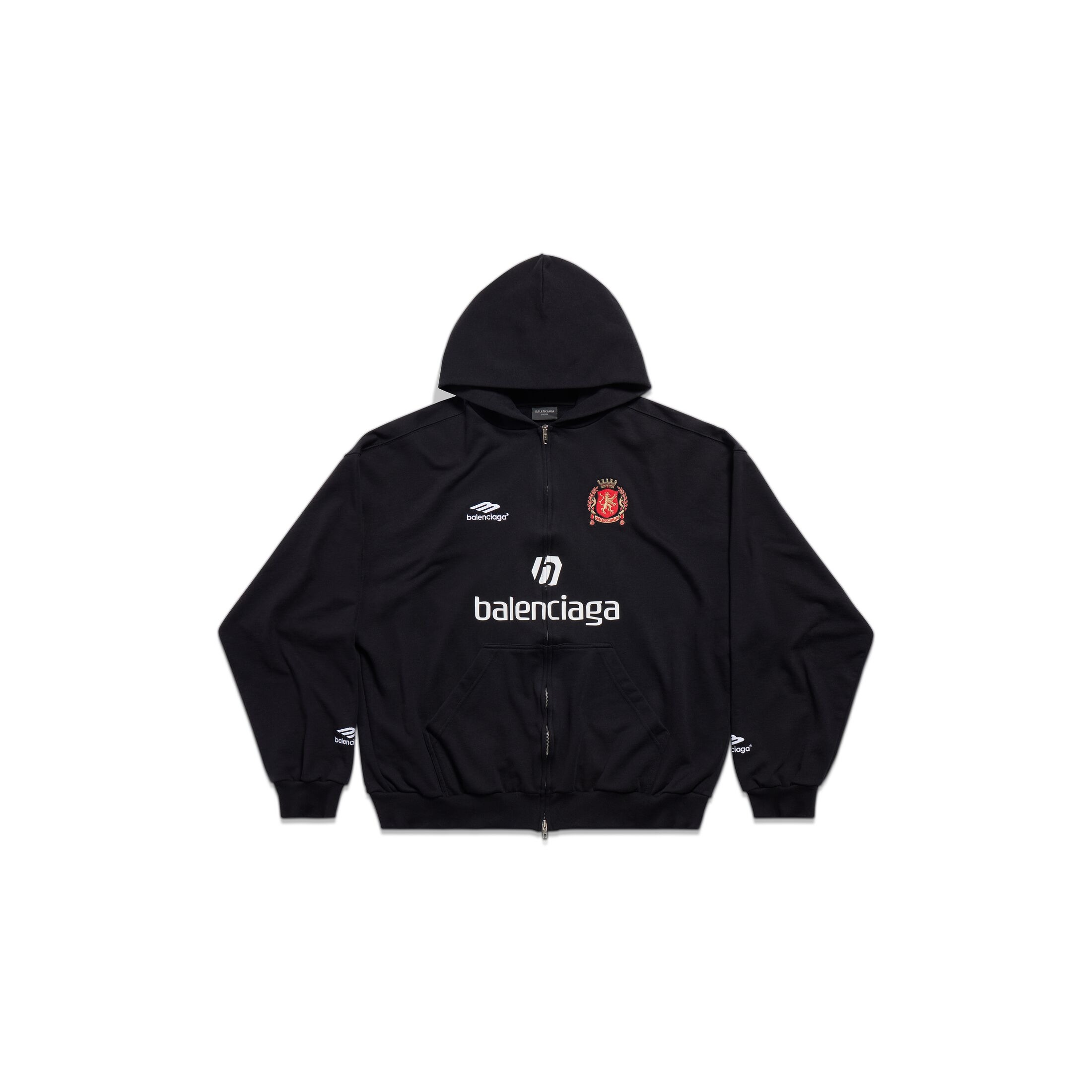 Balenciaga Barcelona Soccer Zip-Up Hoodie Medium Fit - Black - Men's - - Cotton