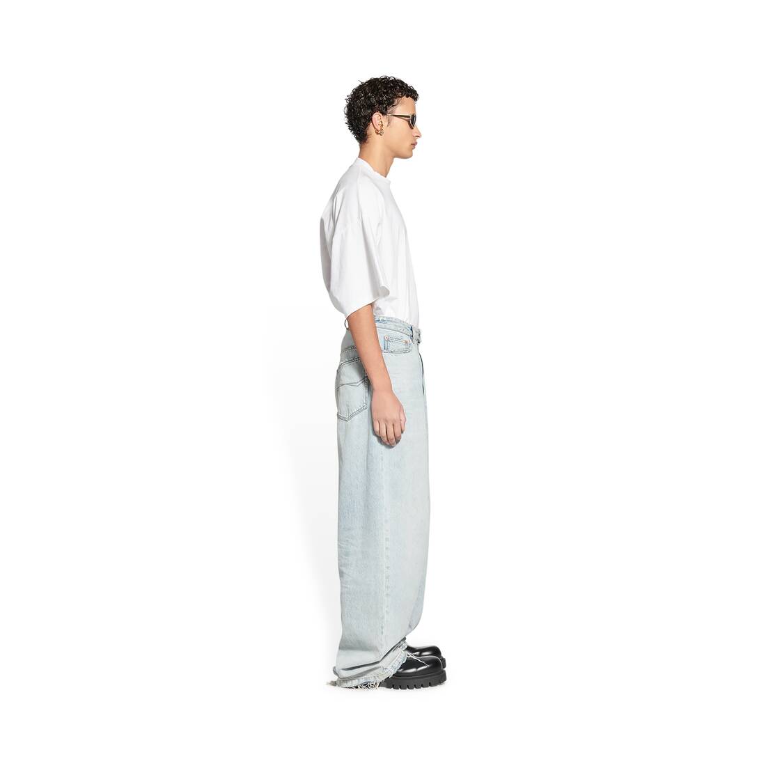 Pull-up Trousers in Light Blue