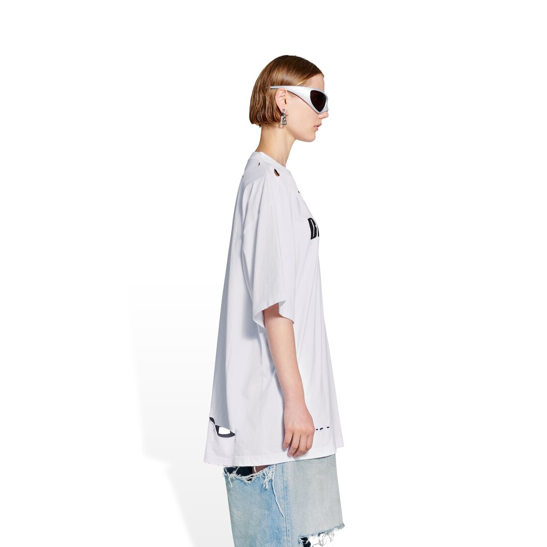 Balenciaga Distressed Boxy Tee Light Purple And White - ShopStyle T-shirts