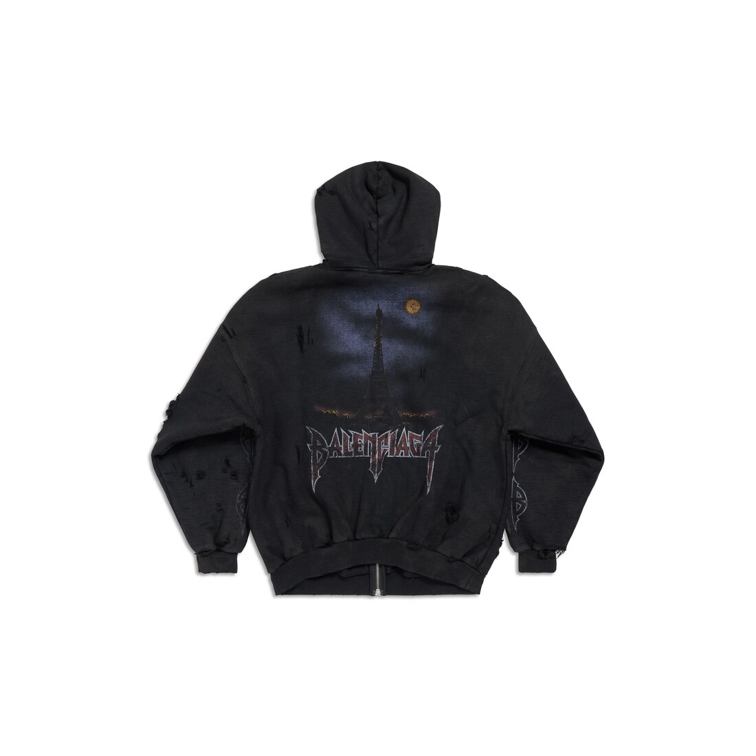 Paris Moon Outerwear Zip-up Hoodie Oversized in Black Faded | Balenciaga US