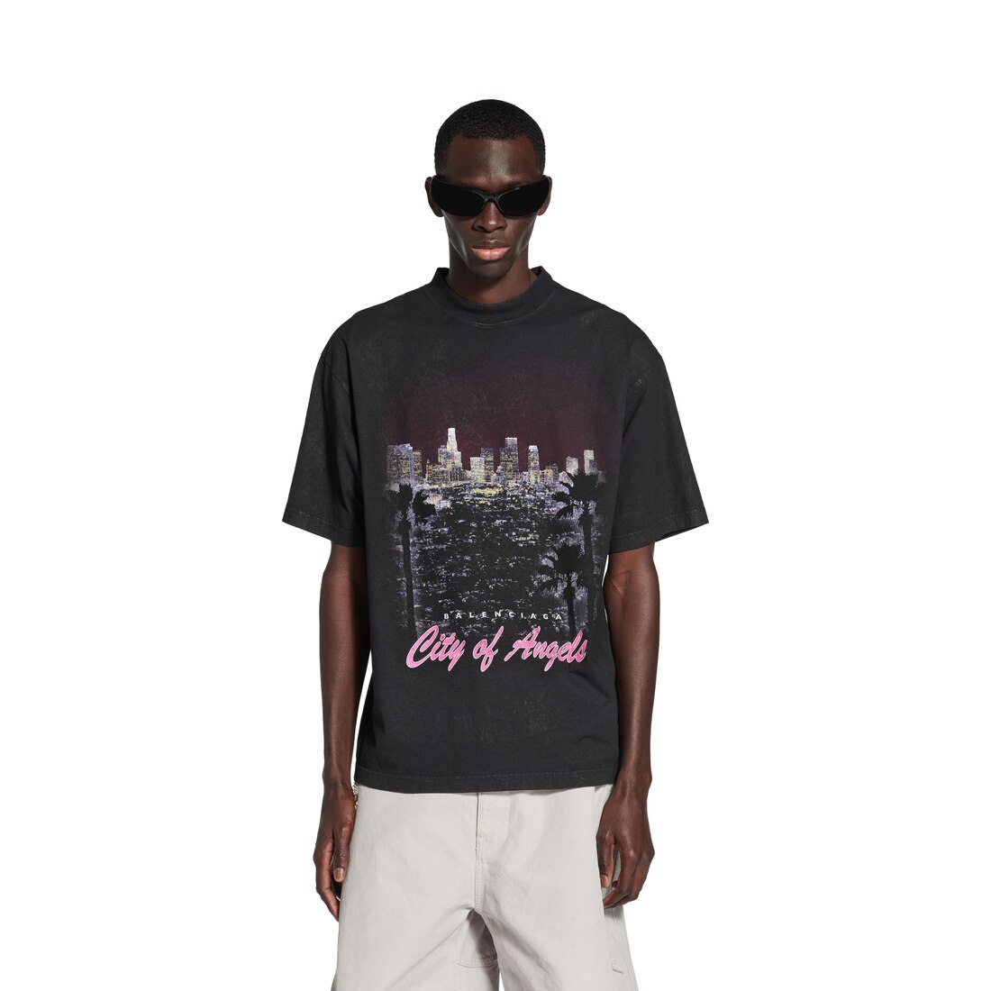 BALENCIAGA シティ・オブ・エンジェル Tシャツ 大人気 City Of Angels T-shirt Medium Fit in Black Faded | Balenciaga US