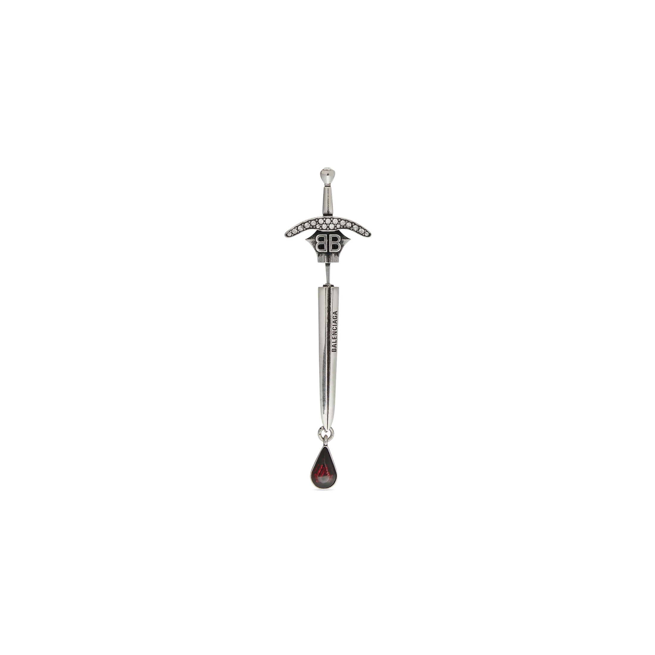 Balenciaga Goth Sword Earring - Silver - Unisex - Brass, Glass