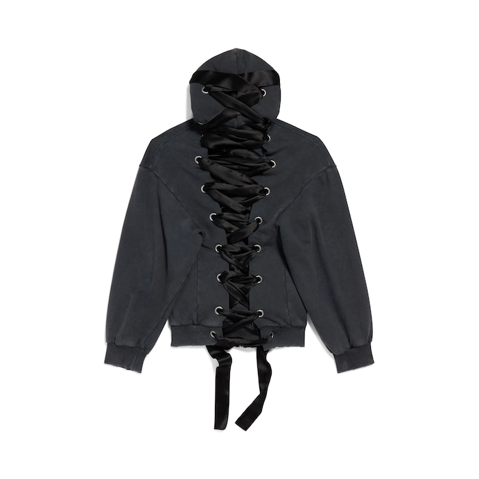 レースアップ ジップアップ hoodie