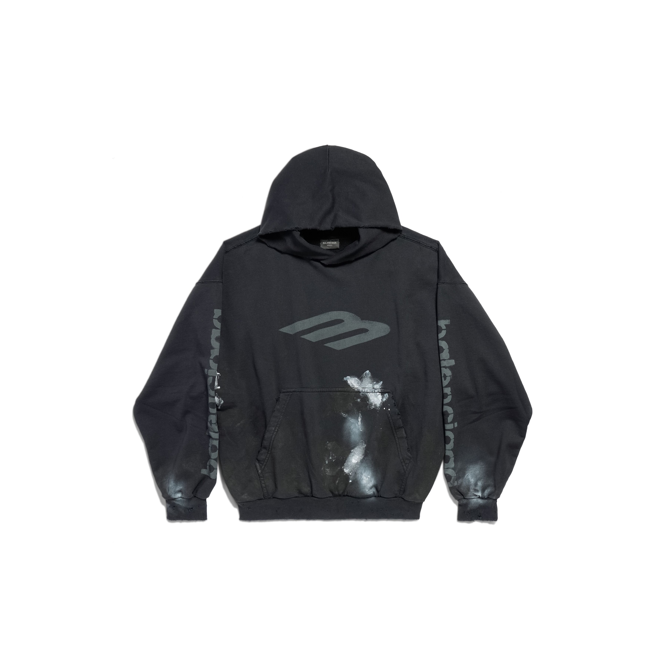 Balenciaga 3B Stencil Hoodie Medium Fit - Black - Unisex - XXS - Cotton