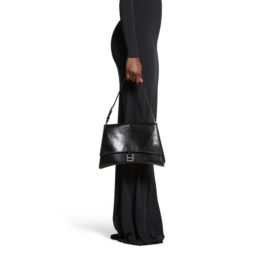 Balenciaga Black Leather Sparkles Top Handle Crossbody Strap Incl