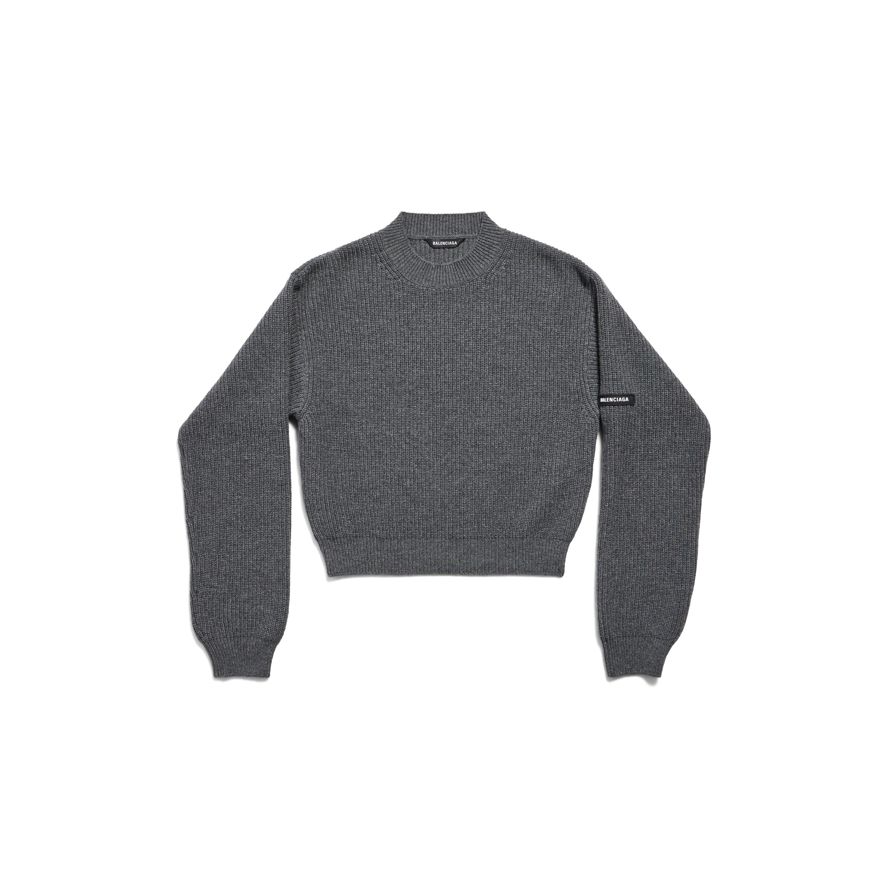 Women's Patch Cropped Sweater in Grey | Balenciaga US