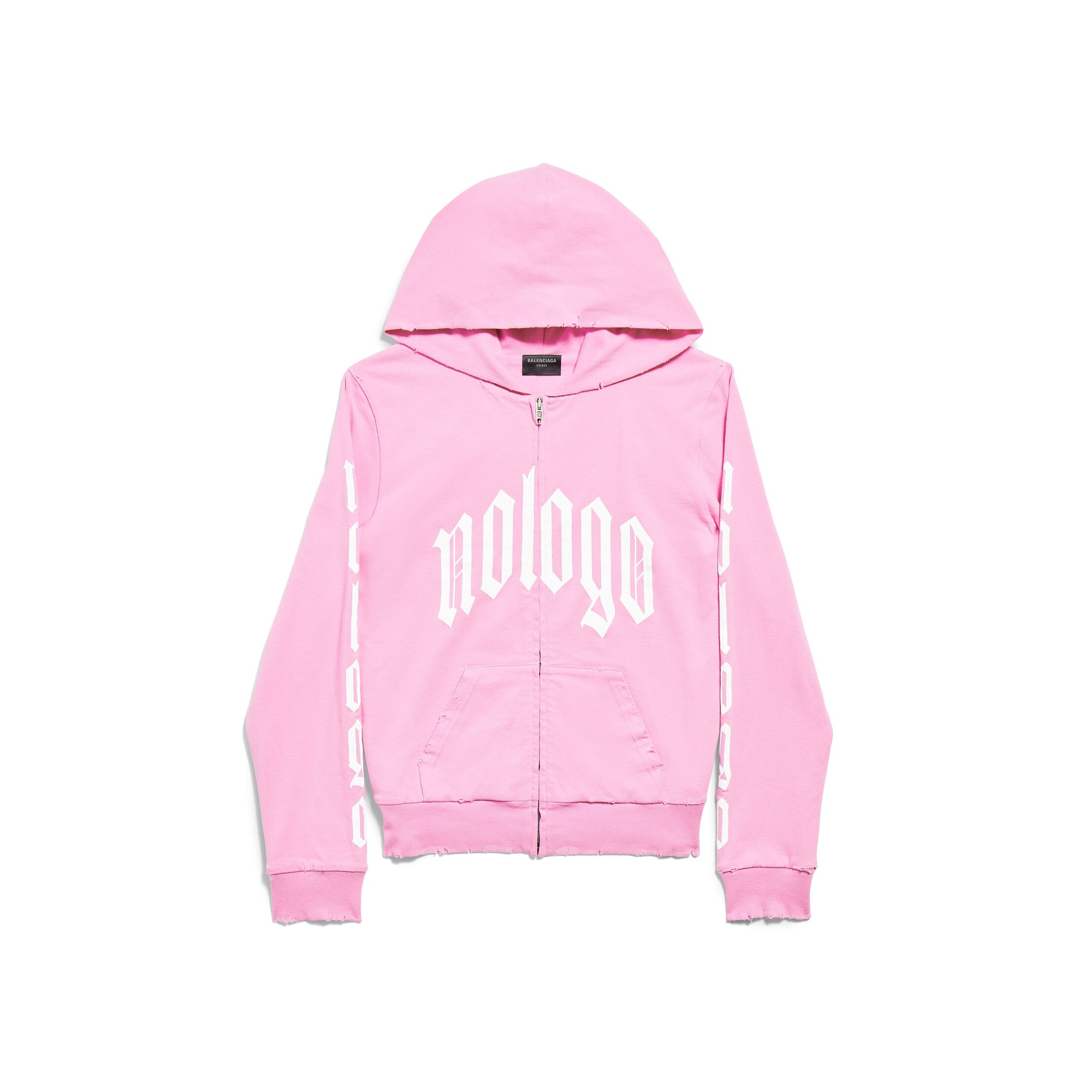 Balenciaga Nologo Zip-Up Hoodie Small Fit - Pink - Women's - - Cotton & Elastane