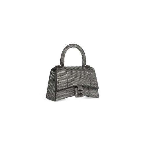 Women's Hourglass Xs Handbag With Rhinestones in Grey | Balenciaga US