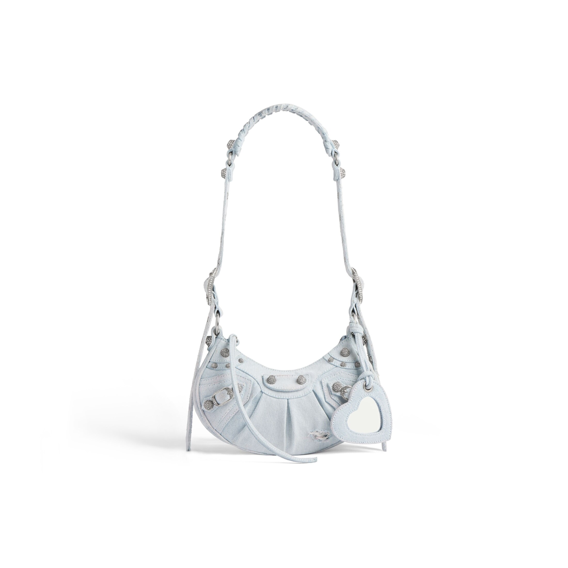 Balenciaga Le Cagole XS Shoulder Bag Denim With Rhinestones - Blue - Women's - Cotton