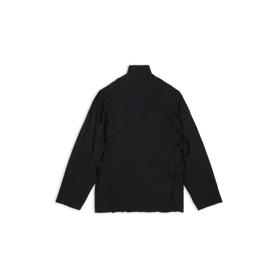 Destroyed Turtleneck Sweater in Black
