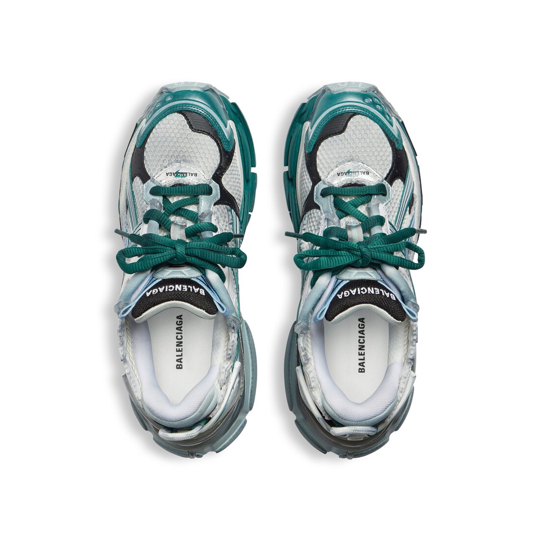 Women's Runner Sneaker in White/green/blue