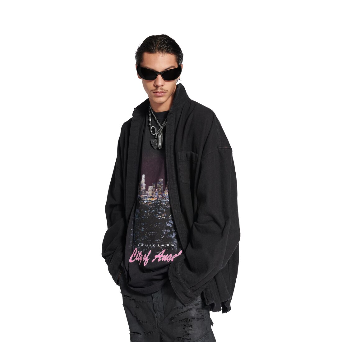 Men's Layered Shirt in Black