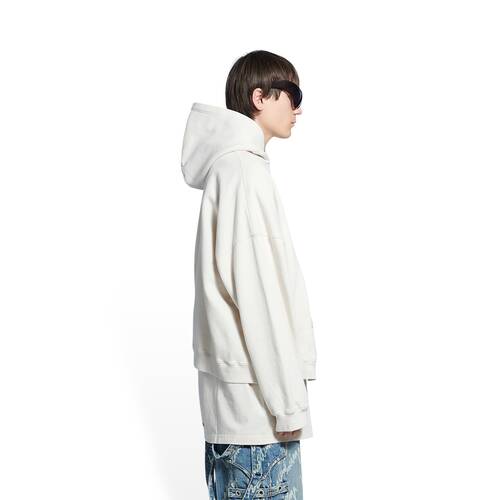 Men's Unity Hoodie Wide Fit in White | Balenciaga US