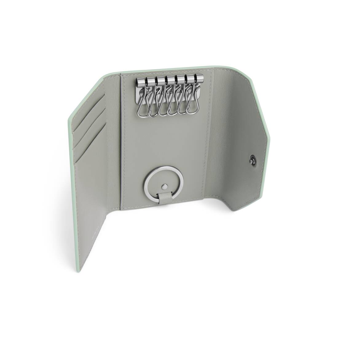 여성 일본 독점 -미네랄 그린의 스플릿 링이있는 봉투 키 케이스