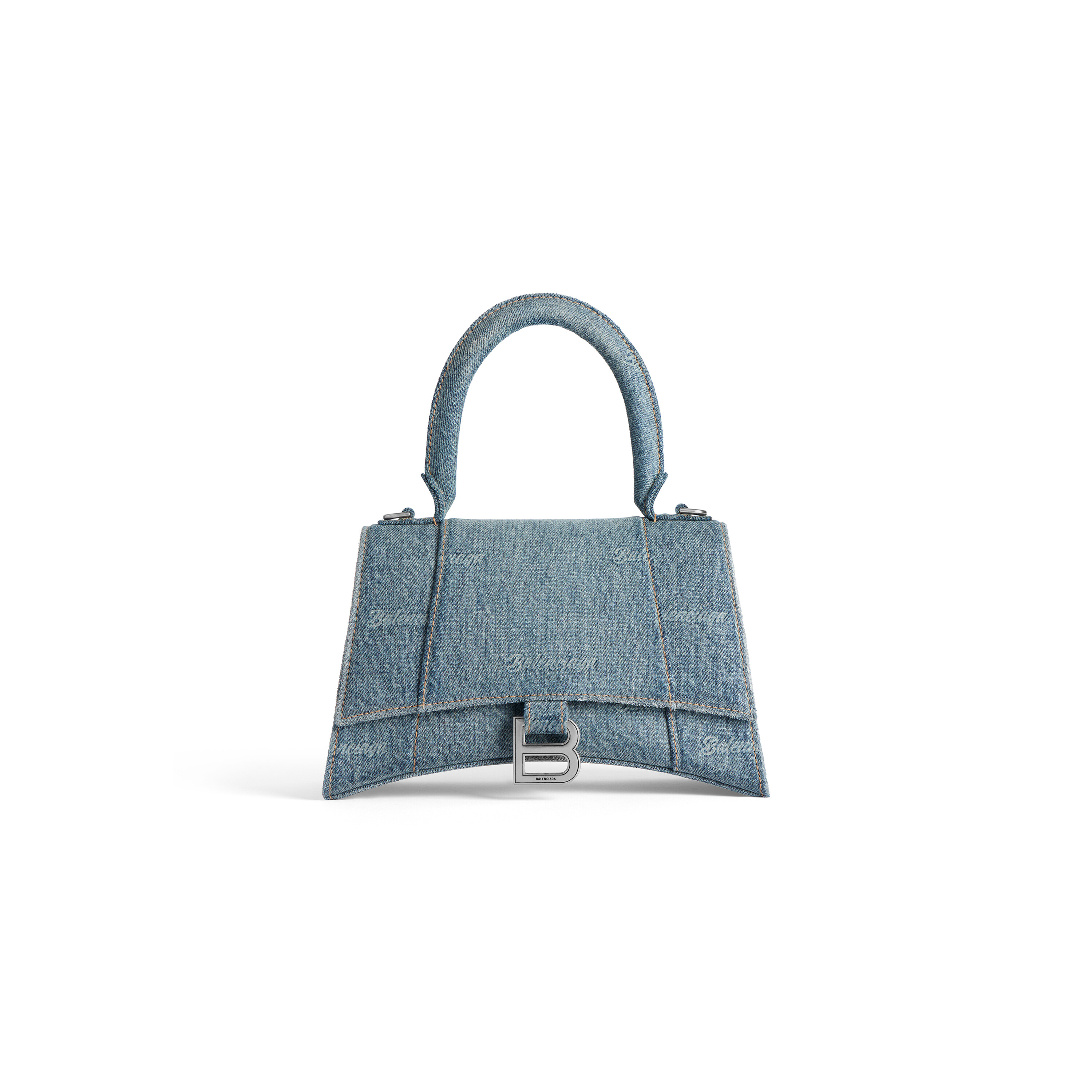 Women's Hourglass Small Handbag Girly Allover Denim in Light Blue 