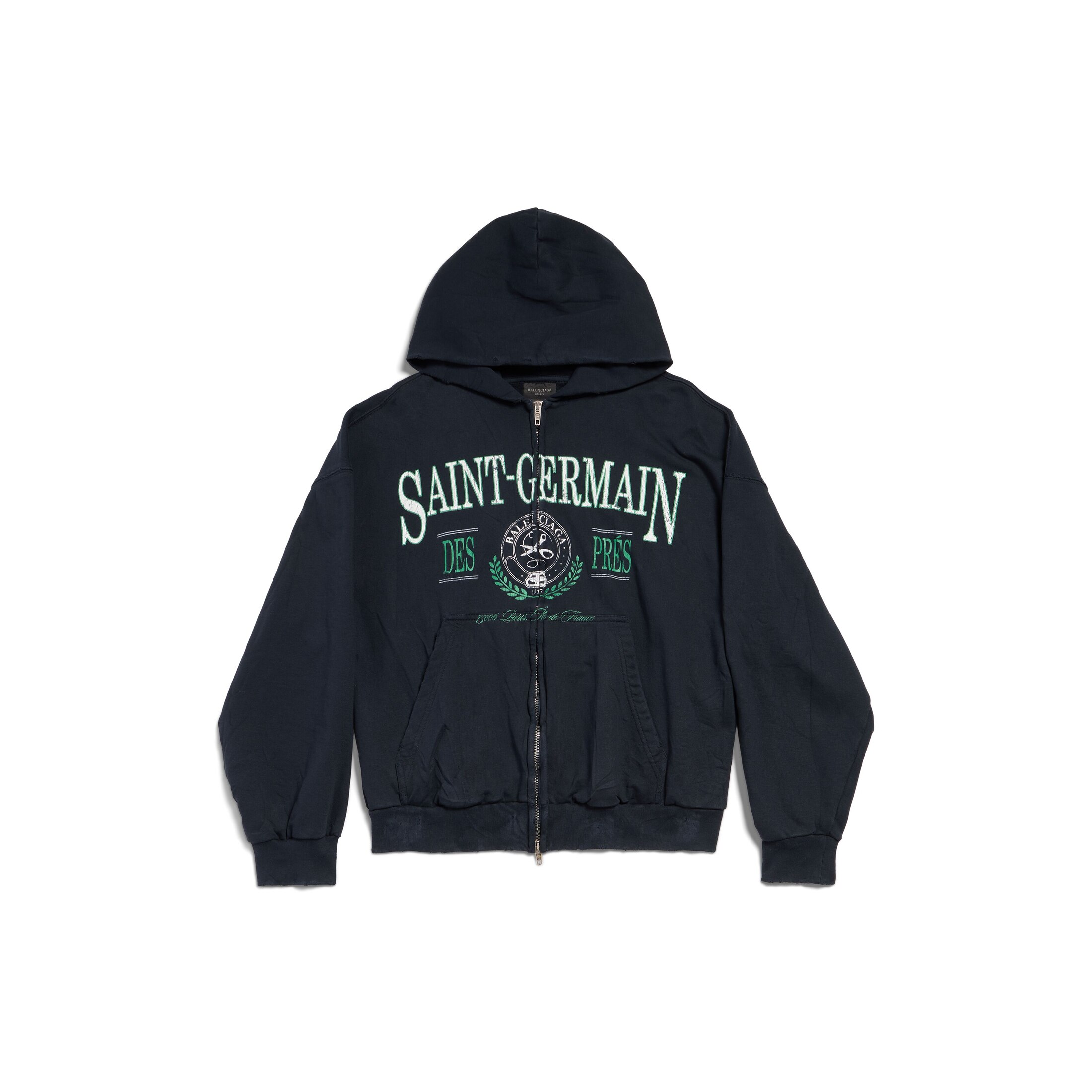 Balenciaga Hoodie Con Zip Saint Germain Regular Fit - Blu - Unisex - XS - Cotone