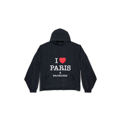 i love paris & balenciaga cropped hoodie oversized