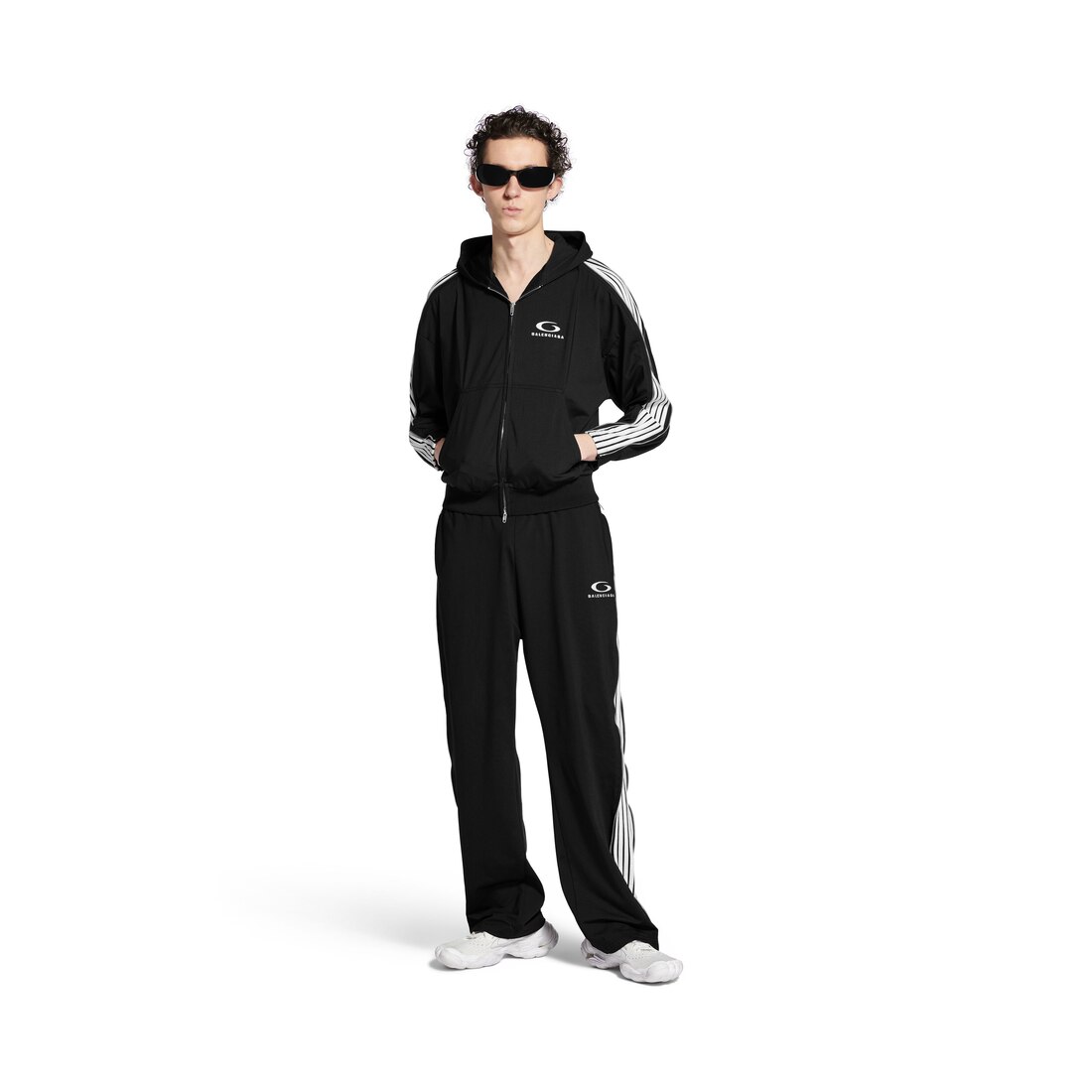 Loop Sports Icon Zipped Zip-up Hoodie in Black/white