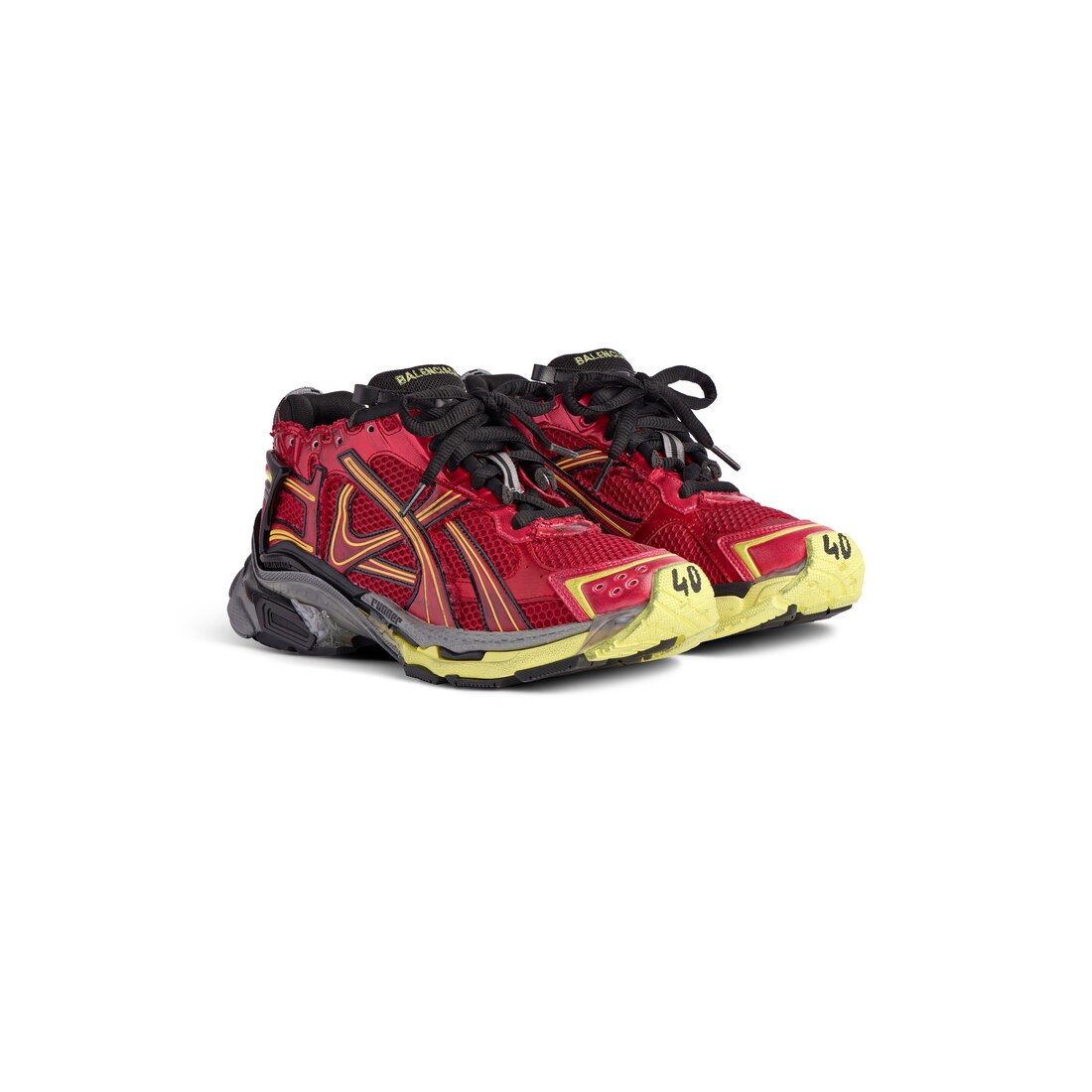 Men's Runner Sneaker in Red/neon Yellow/black