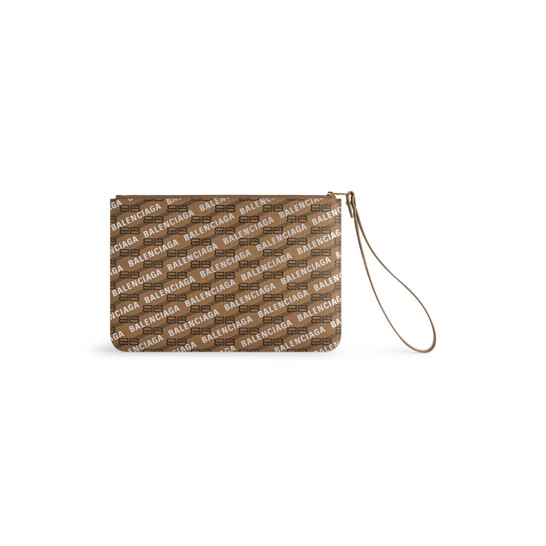 Men's Signature Pouch With Handle Bb Monogram Coated Canvas in Beige