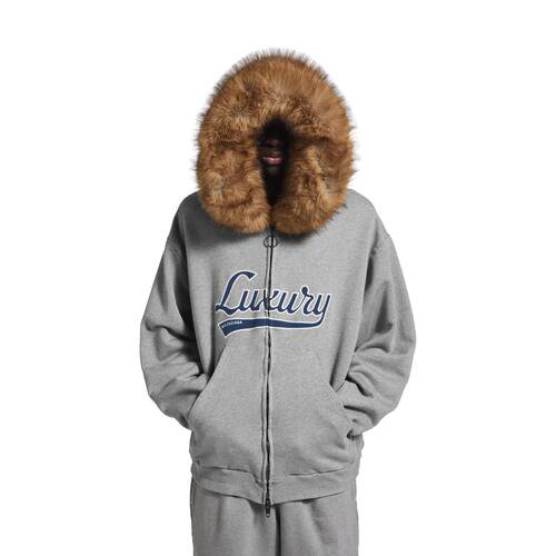 luxury script oversized zip-up hoodie