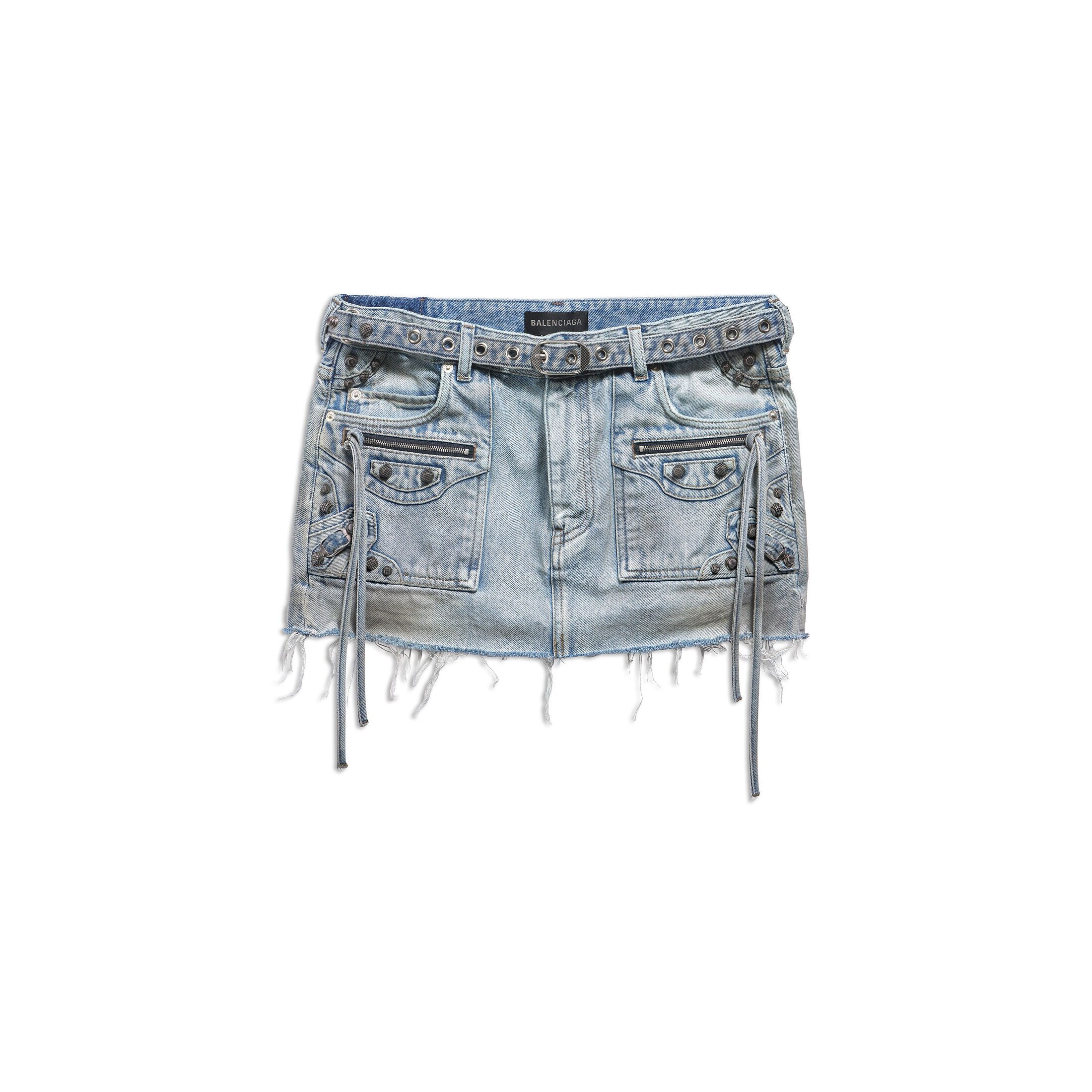 Balenciaga Cagole Mini Skirt - Blue - Woman - 38 - Cotton