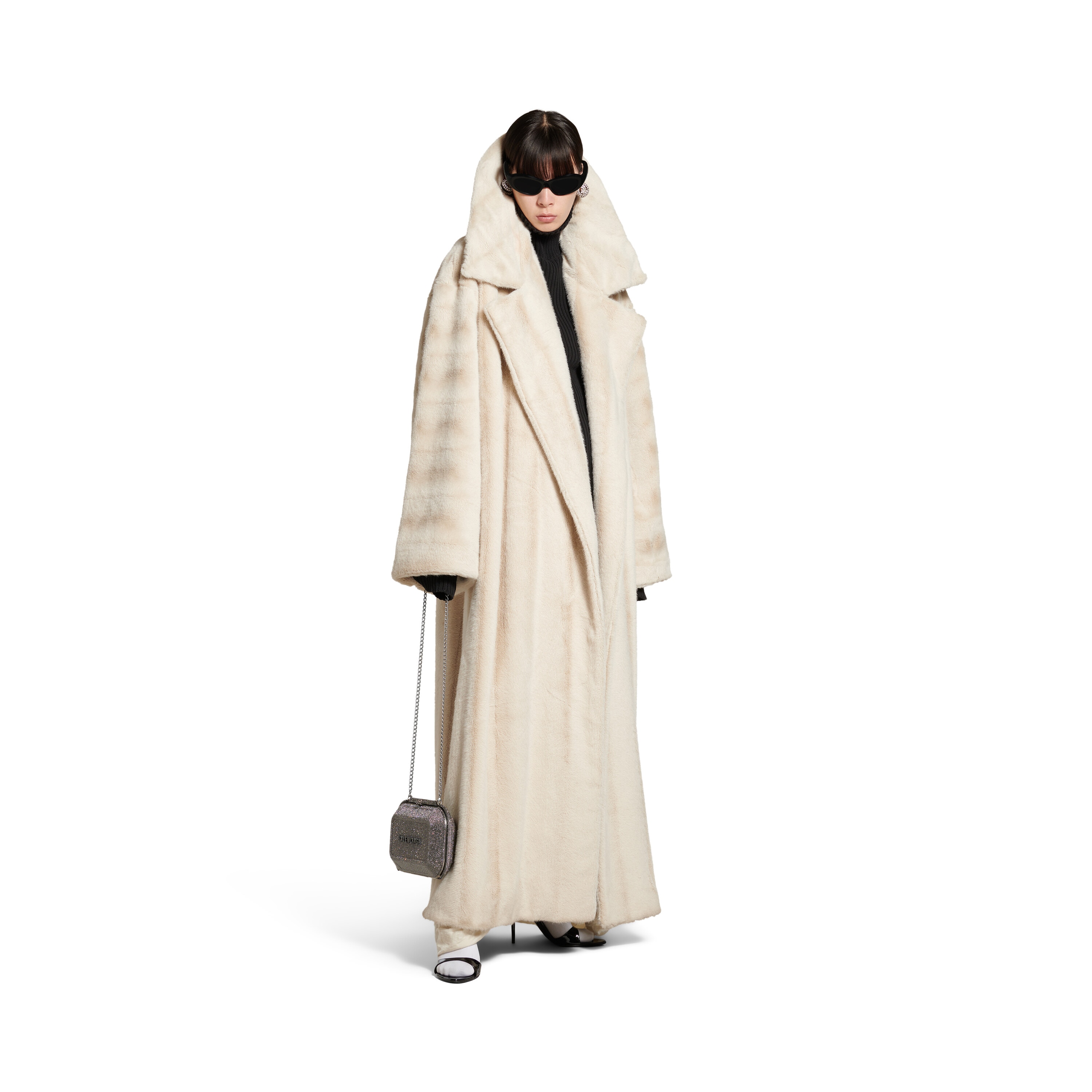 Women s High Collar Coat in Light Beige Balenciaga CA