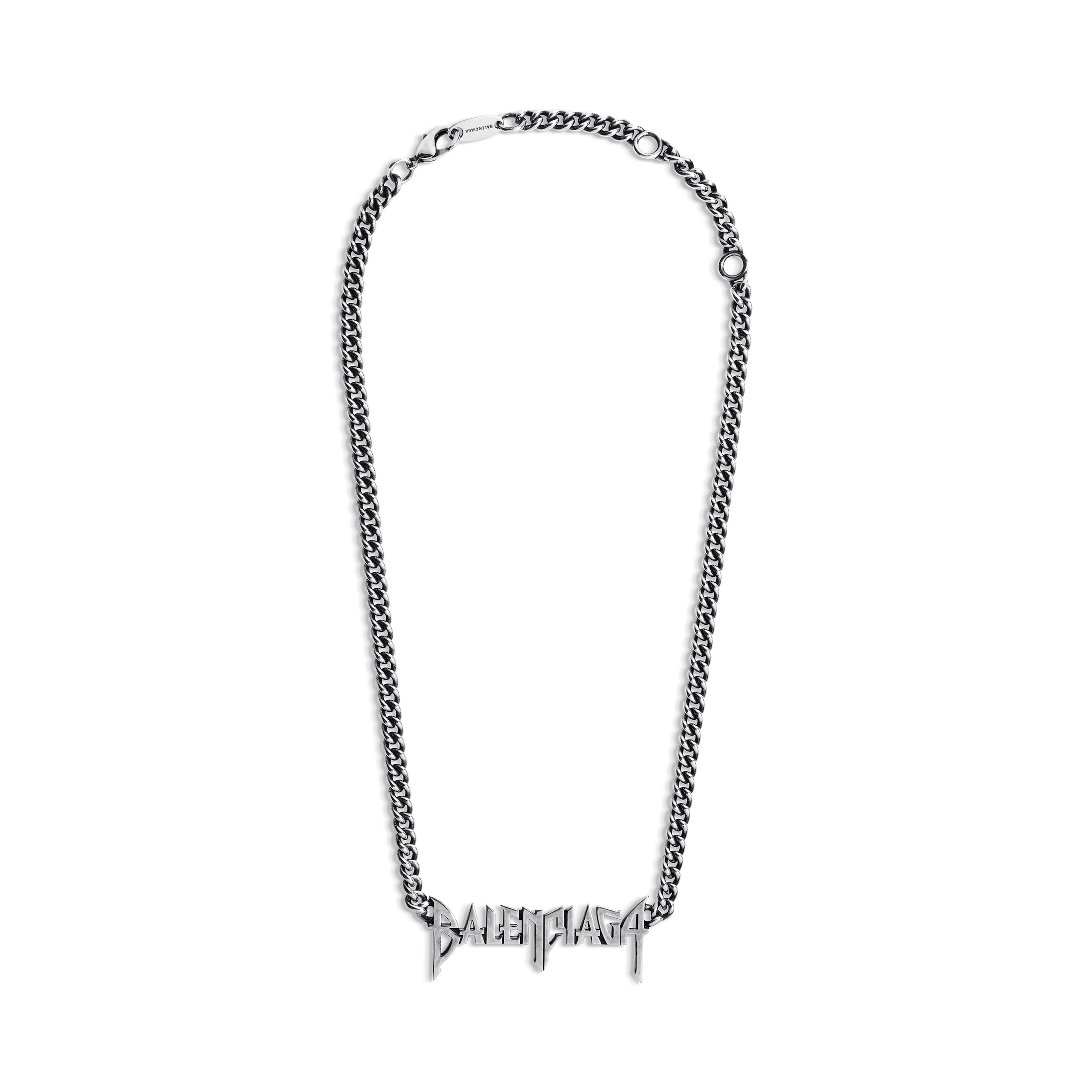 Balenciaga Typo Metal Necklace - Silver - Unisex - Brass