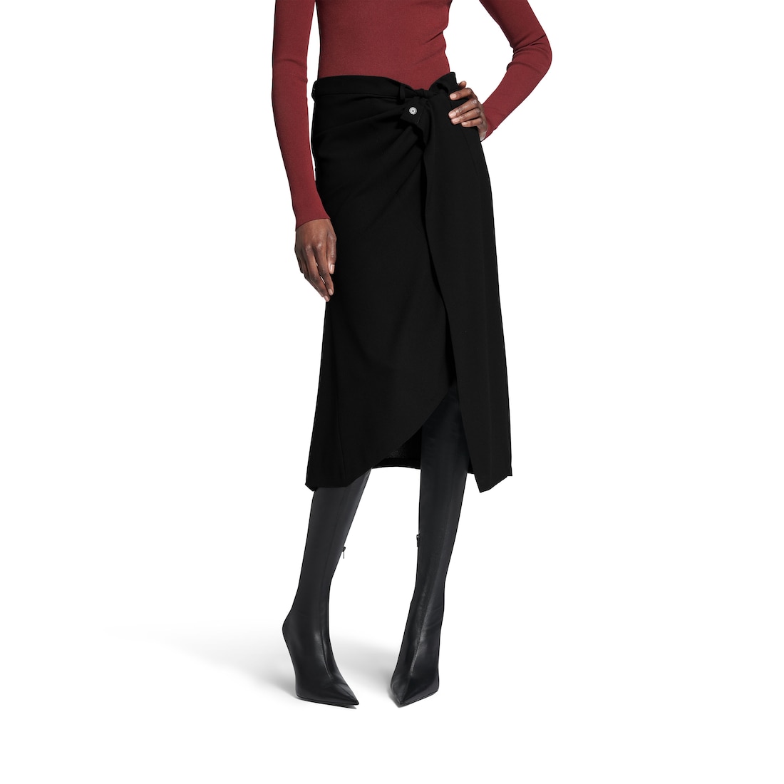 Women's Draped Tailored Skirt in Black | Balenciaga US