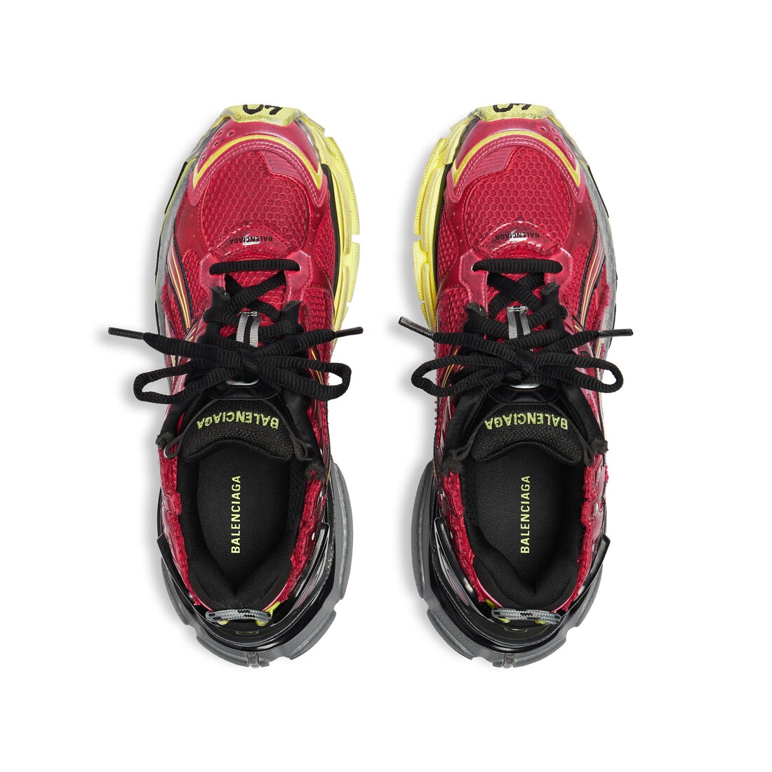 人気★関税込【BALENCIAGA】Runner スニーカーNeon Balenciaga Runner Sneakers 'White Black and Neon Yellow Mesh