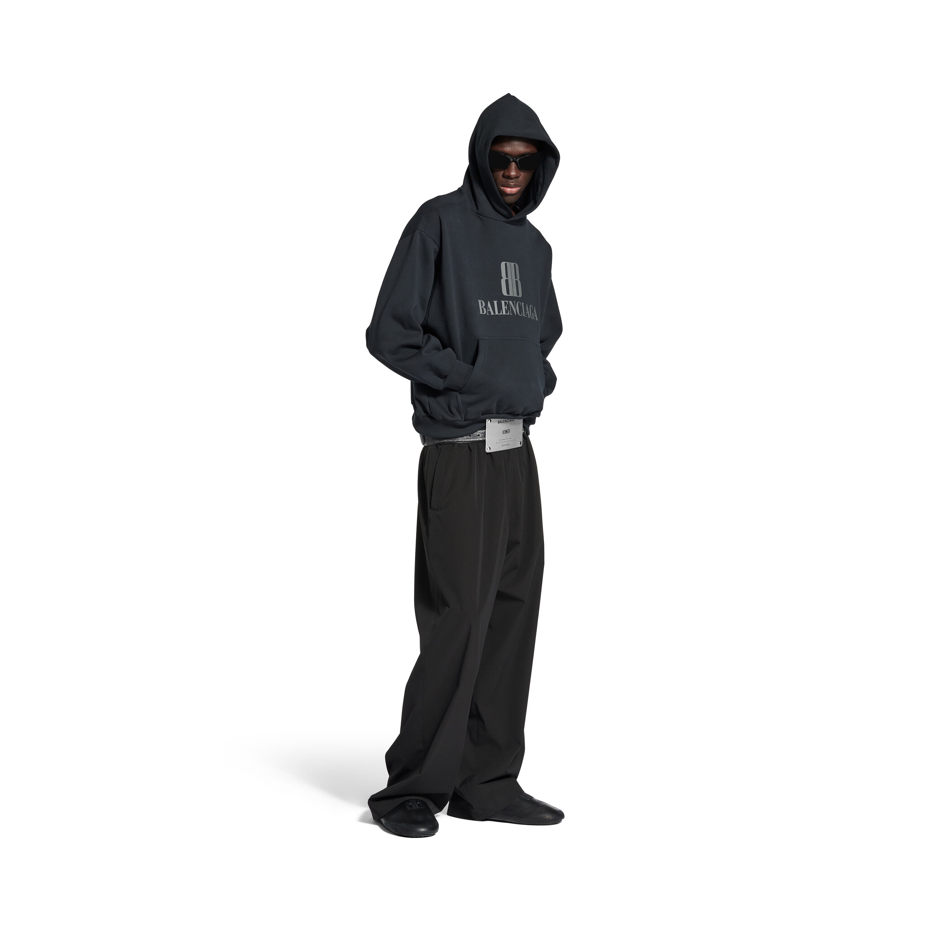 Balenciaga Back Hoodie Regular Fit in Black | Balenciaga US