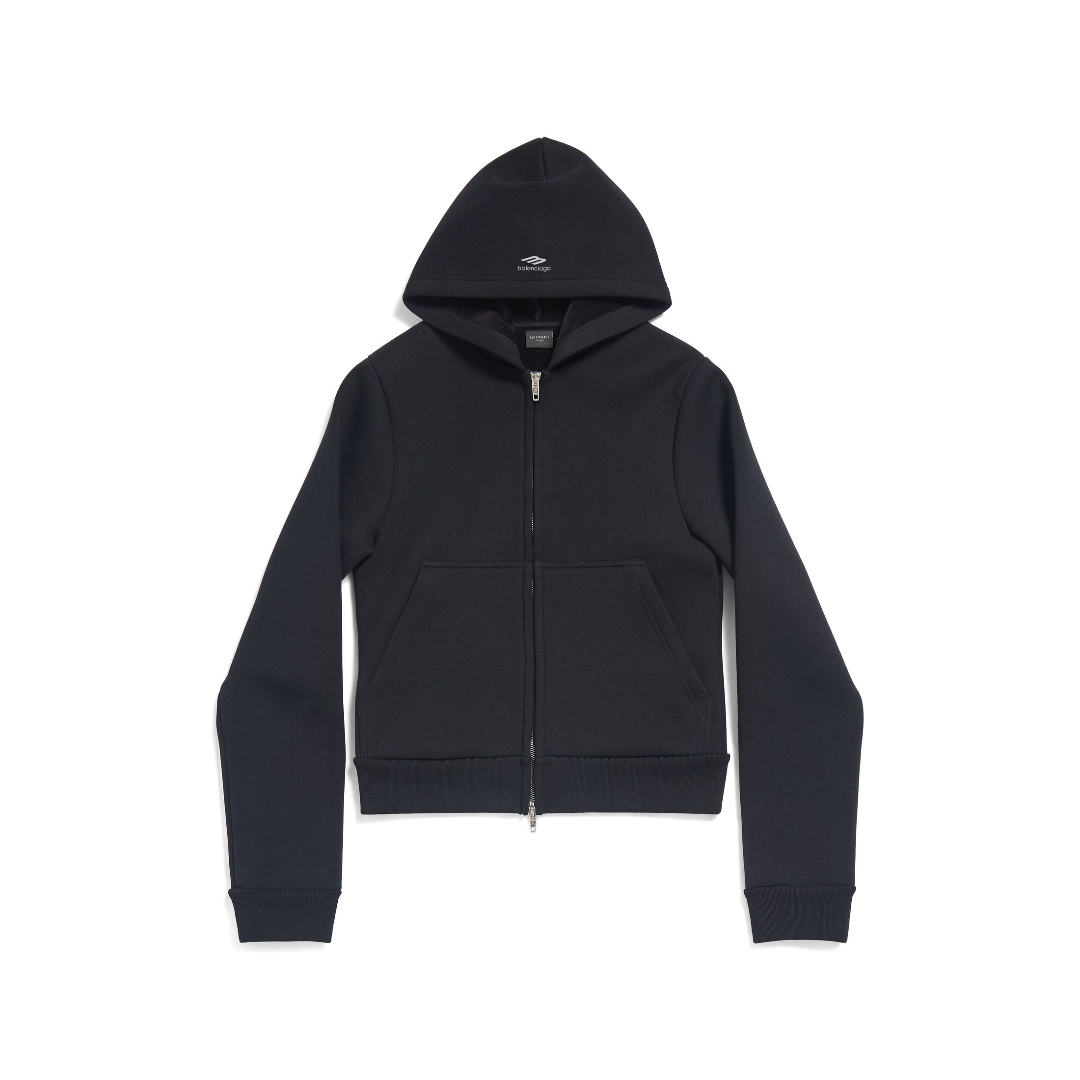 Balenciaga Zip-Up Hoodie Fitted - Black - Unisex - XS - Cotton & Polyester