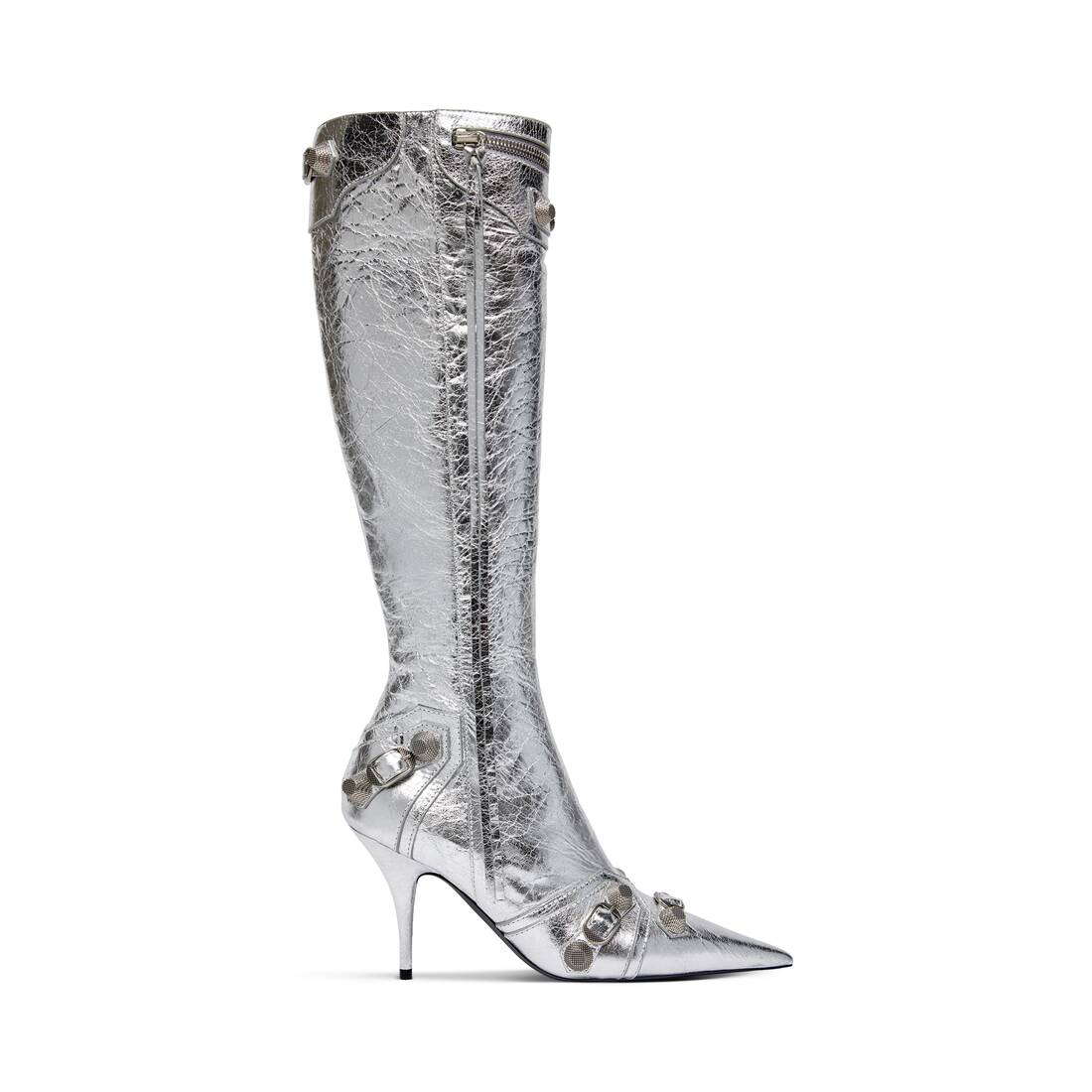Slash patent leather ankle boots Balenciaga Silver size 40 EU in Patent  leather  18044159