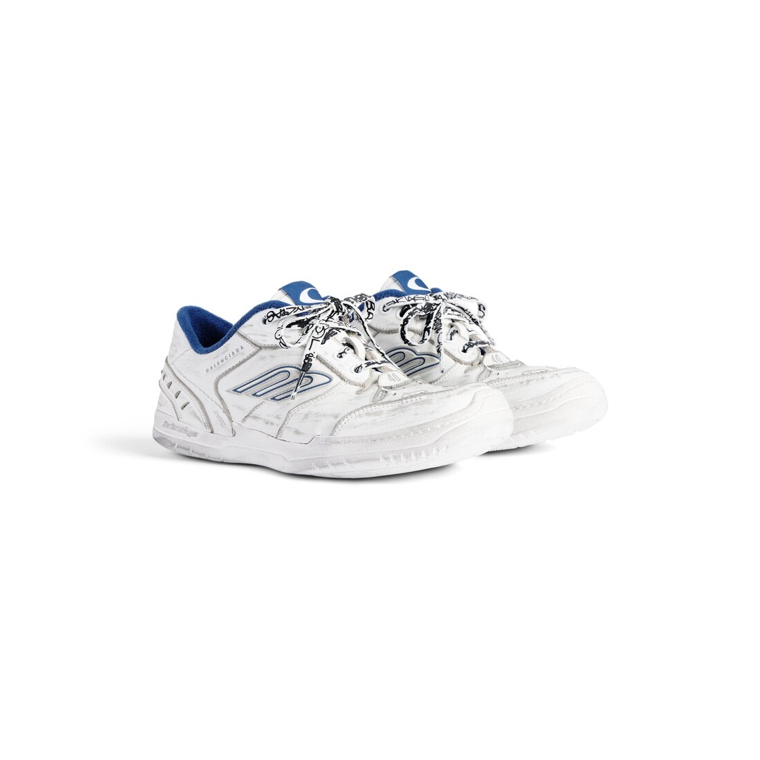 Men's Hamptons Worn-out Sneaker in White/dark Blue/grey