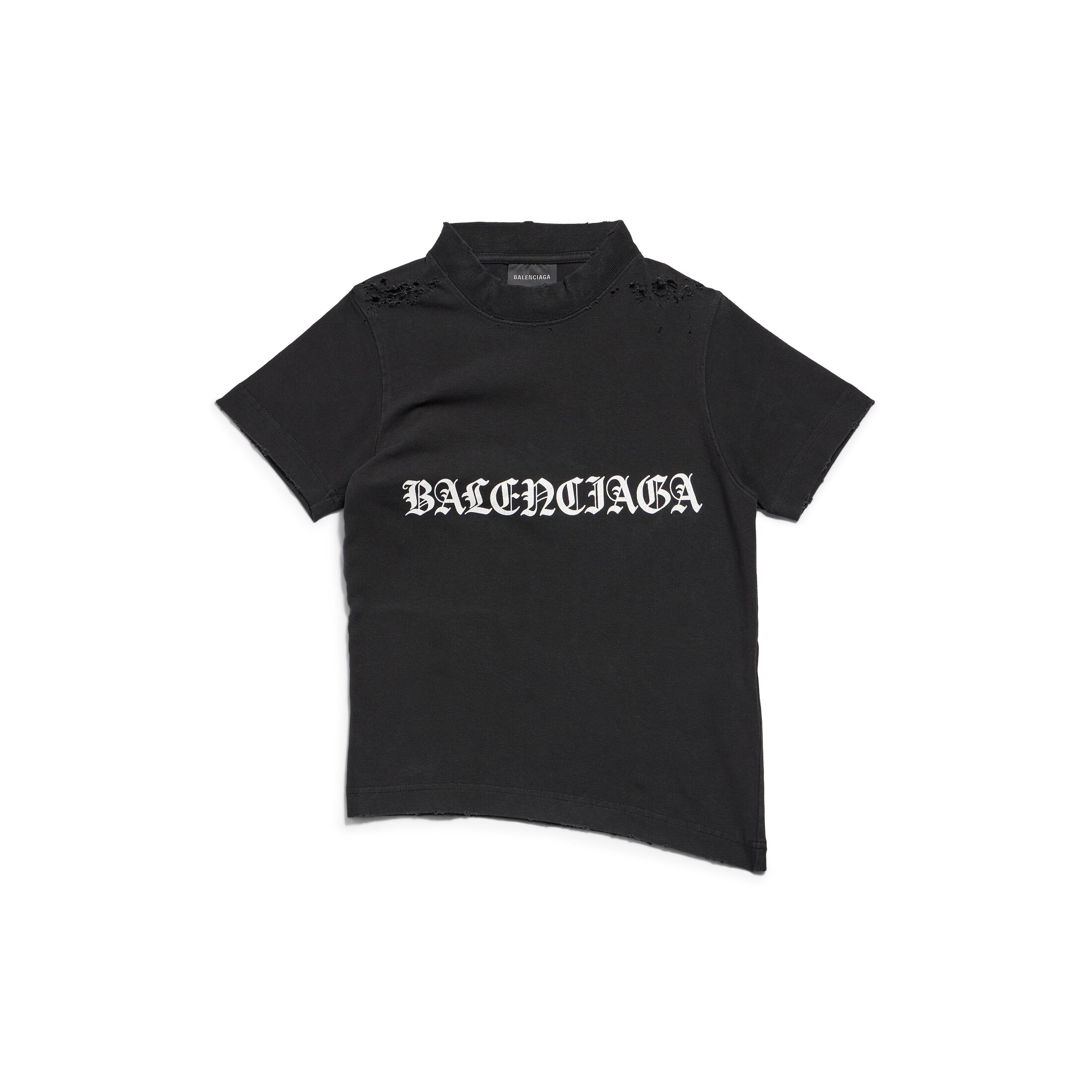 Balenciaga Gothic Type Shrunk T-Shirt Bodycon Fit - Black - Woman - S - Cotton & Elastane