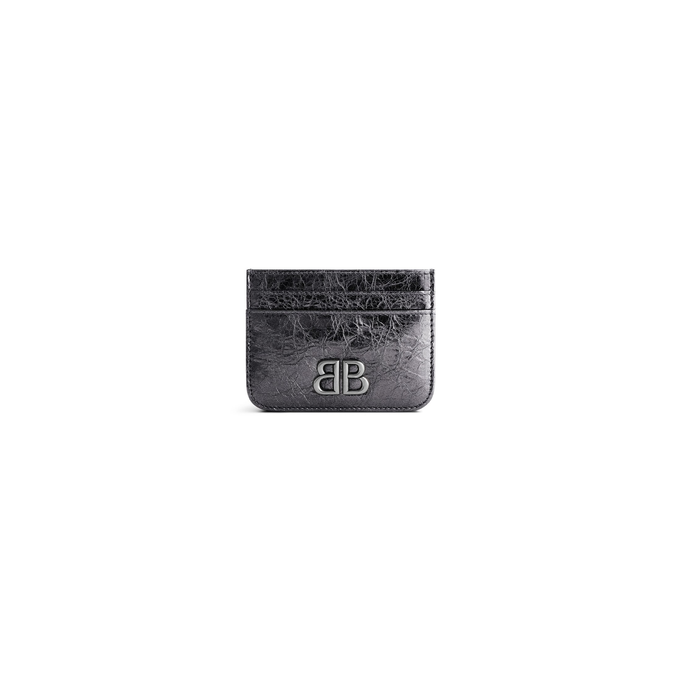 Balenciaga Monaco Card Holder Metallized - Grey & Silver - Woman - Lambskin