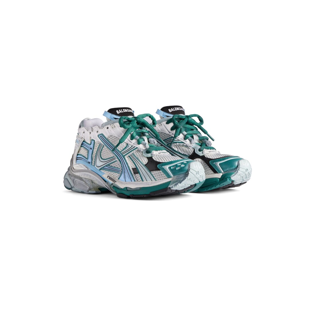 Women s Runner Sneaker in White green blue Balenciaga US