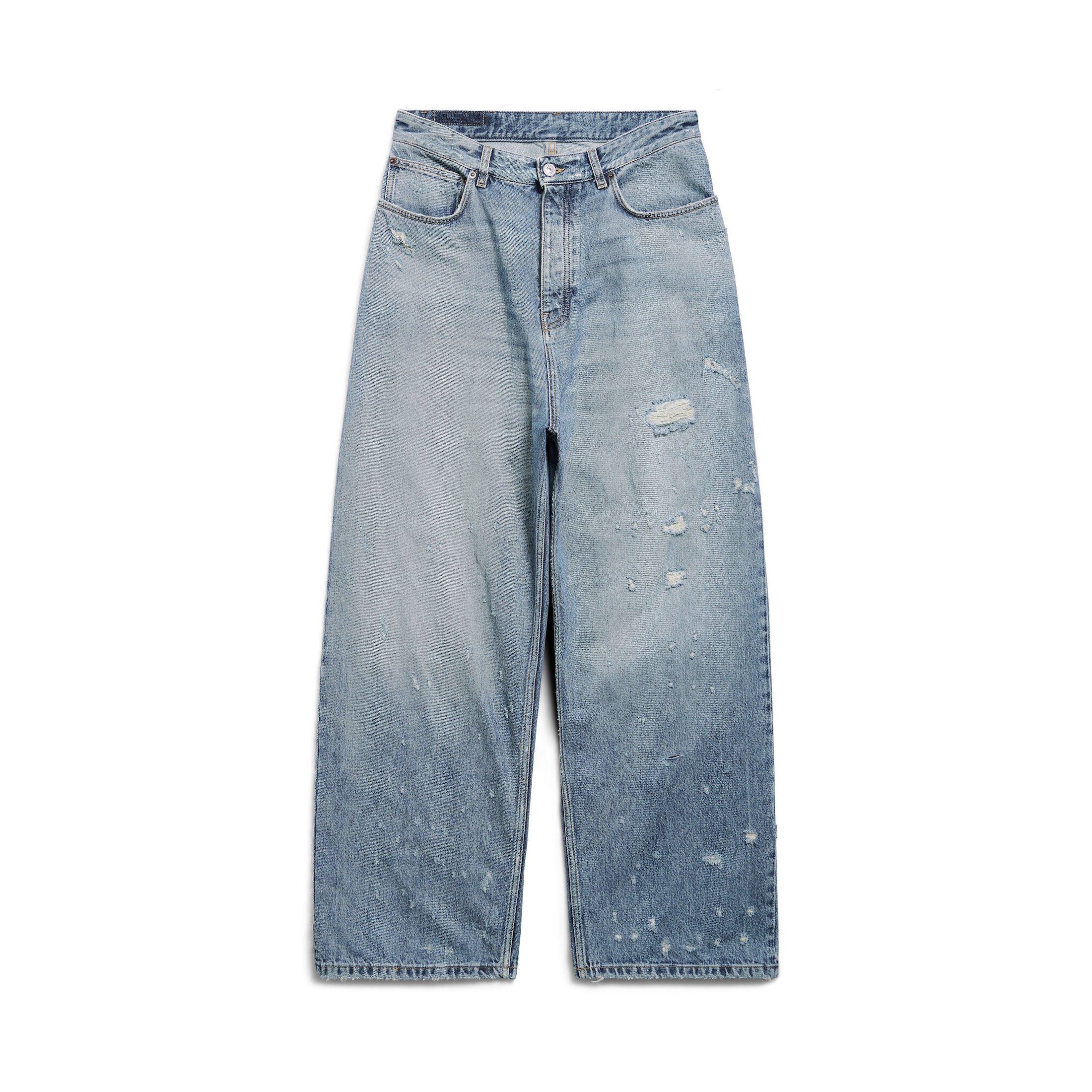 Balenciaga Super Destroyed Baggy Pants - Blue - Unisex - S - Cotton