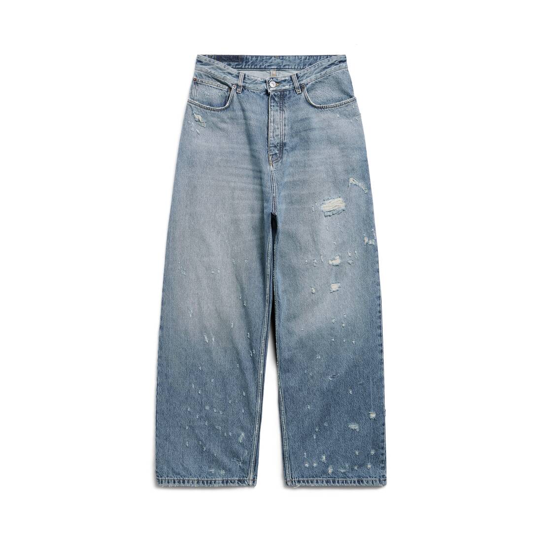 Super Destroyed Baggy Trousers in Light Blue | Balenciaga GB