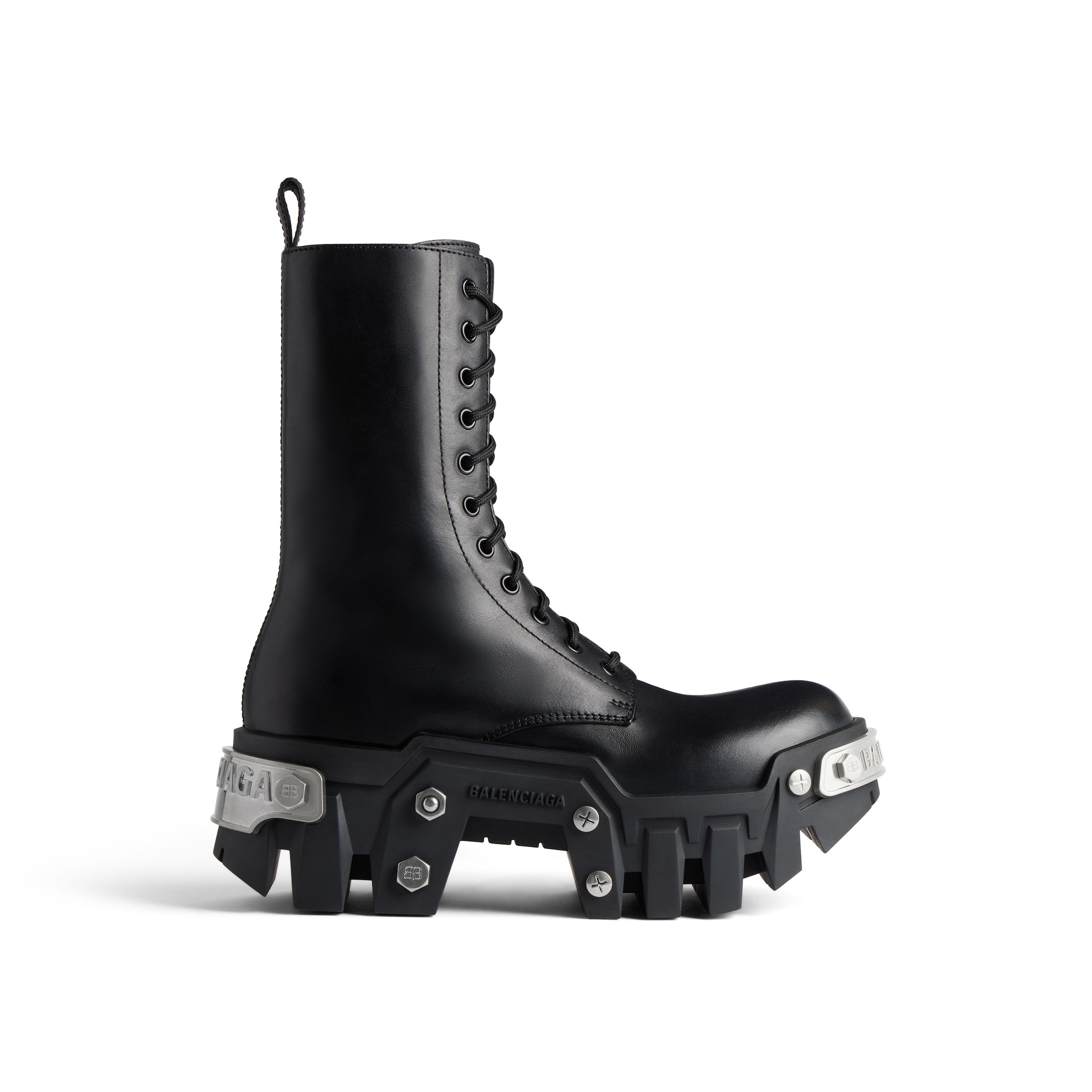 Balenciaga Bulldozer Lace-Up Boot - Black - Man - 45 - Calfskin