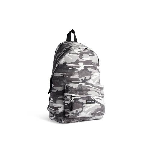 Men's Explorer Backpack Camo Print in Grey | Balenciaga US