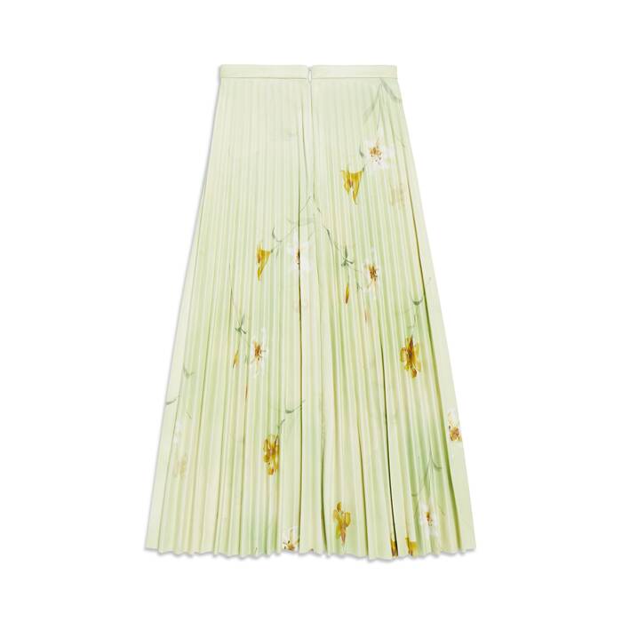 lilies printed pleated skirt