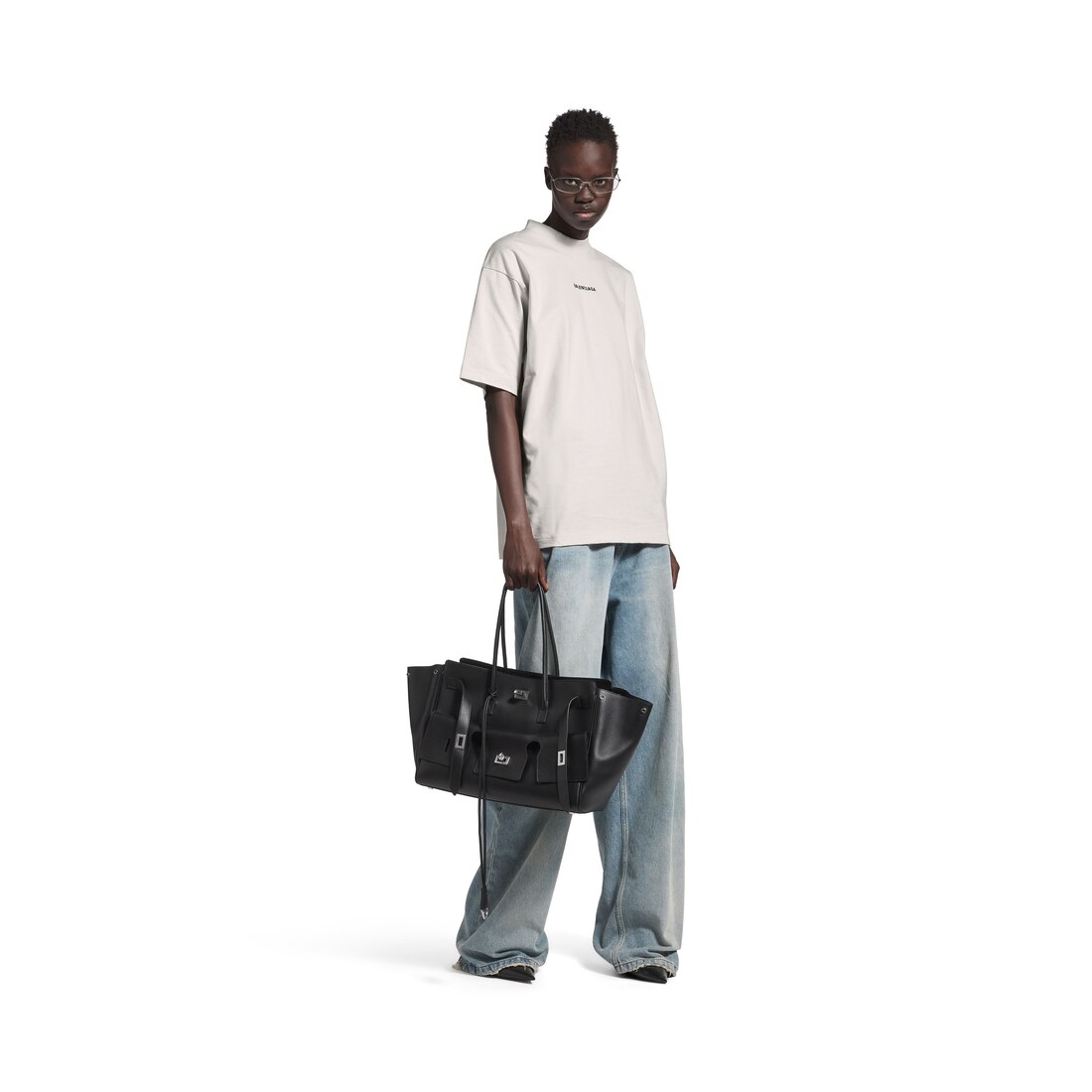 New Balenciaga Back T-shirt Medium Fit in Off White