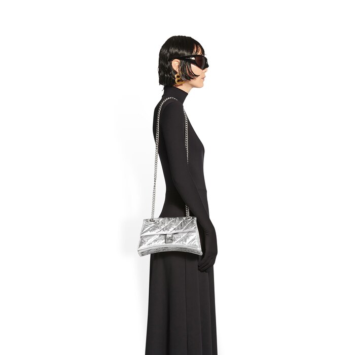 crush small chain bag metallized quilted 