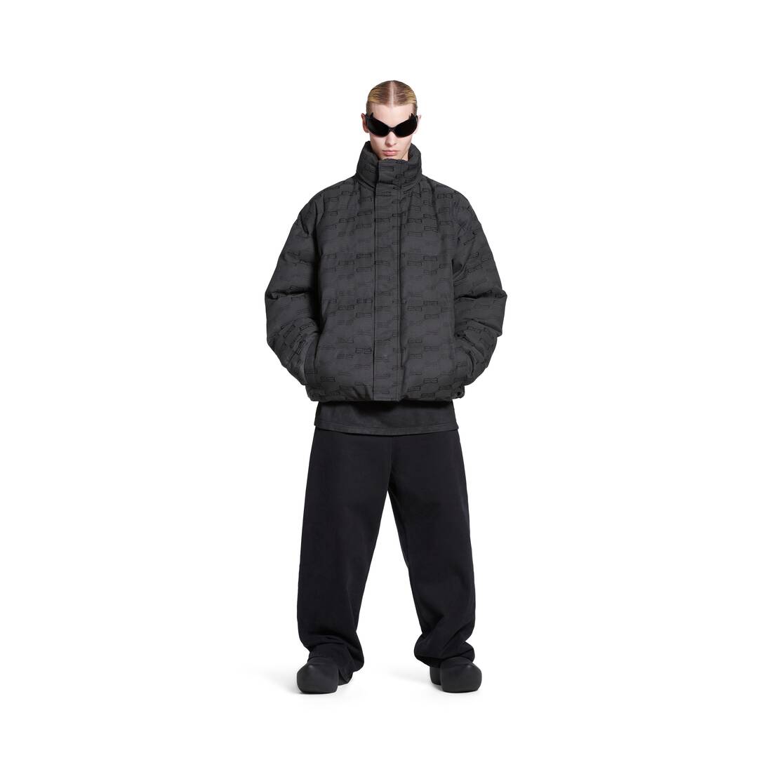 Balenciaga Men's Bb Monogram Puffer Jacket - Black - Size 38
