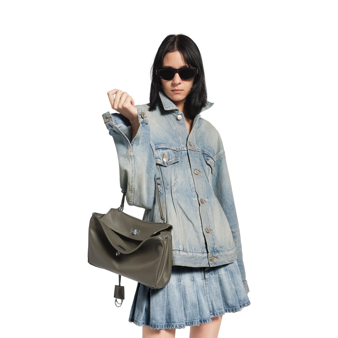 【Balenciaga】 カーキ ウィメンズ Rodeo ハンドバッグ ミニ ホワイト の ウィメンズ Rodeo ハンドバッグ スモール