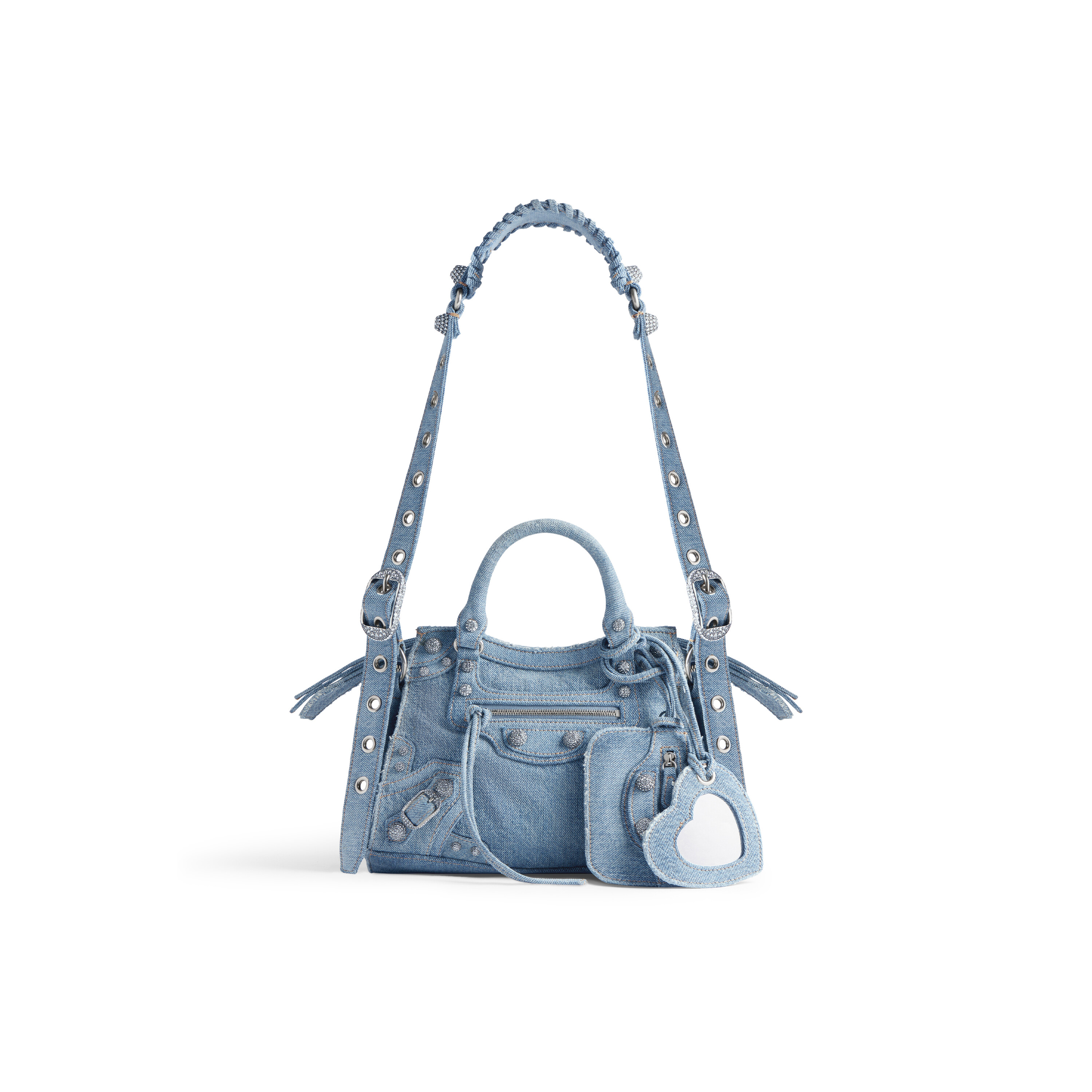 Balenciaga Baby BlueBlack Stamped Calfskin Leather Small Ville Satchel Bag   Yoogis Closet