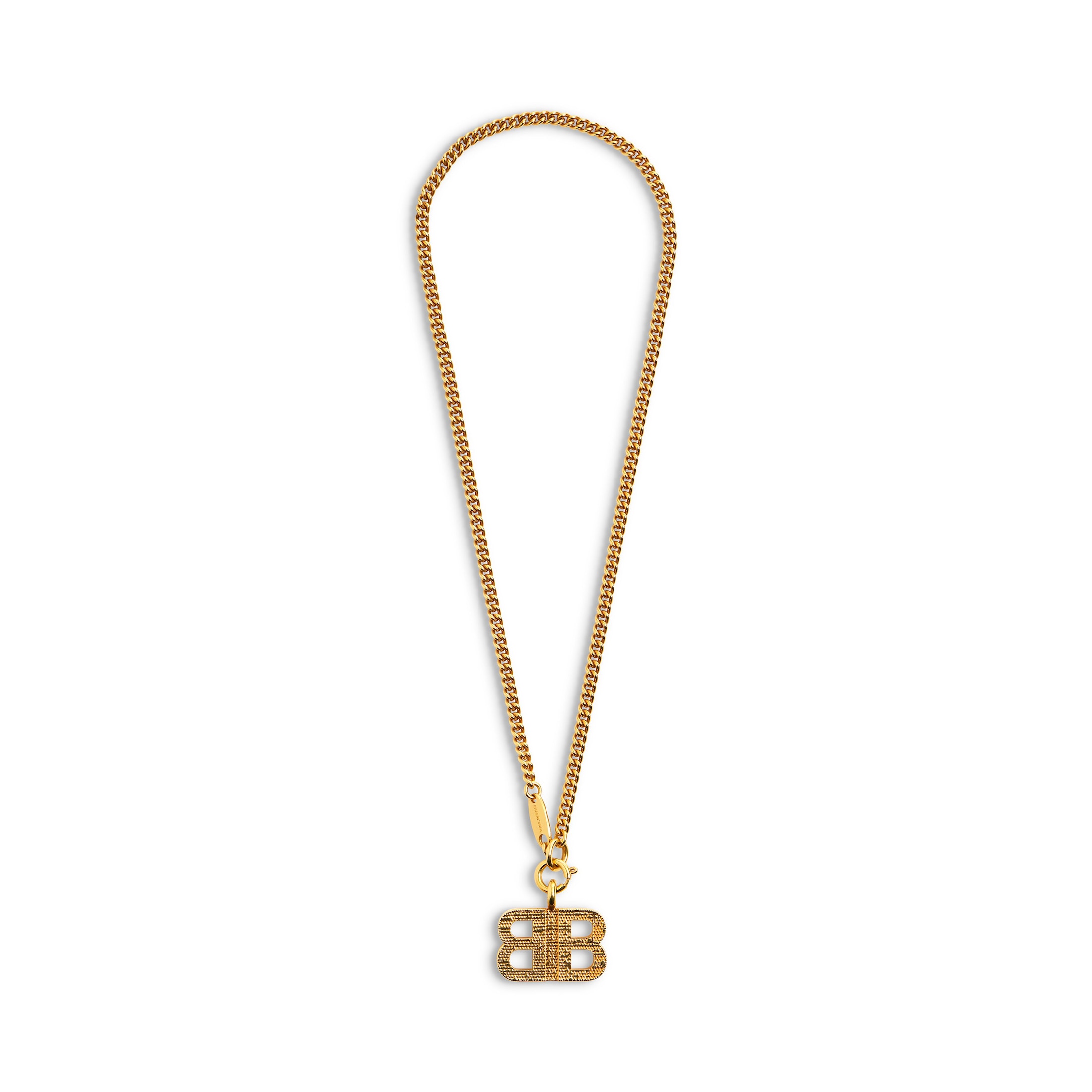 Balenciaga BB 2.0 Textured Necklace - Gold - Unisex - Brass