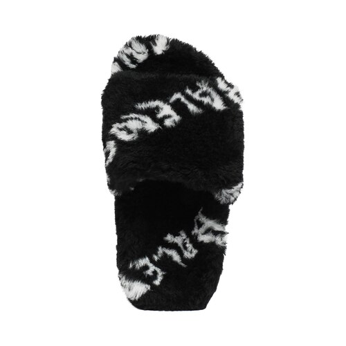 furry slide sandal allover logo